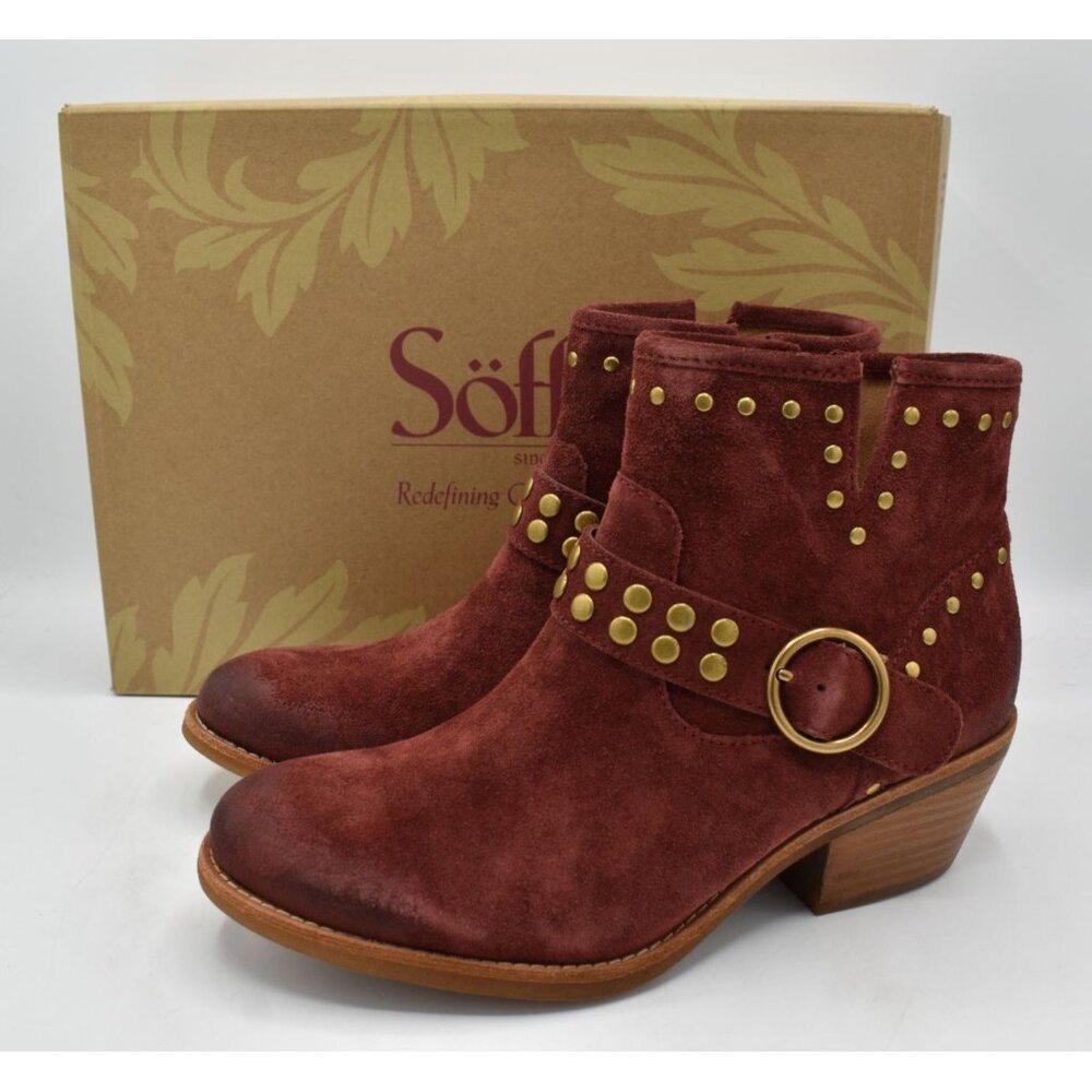 Sofft Womens Size 10 Allene II Red Brick Suede Harness Booties Boots‎ Shoes